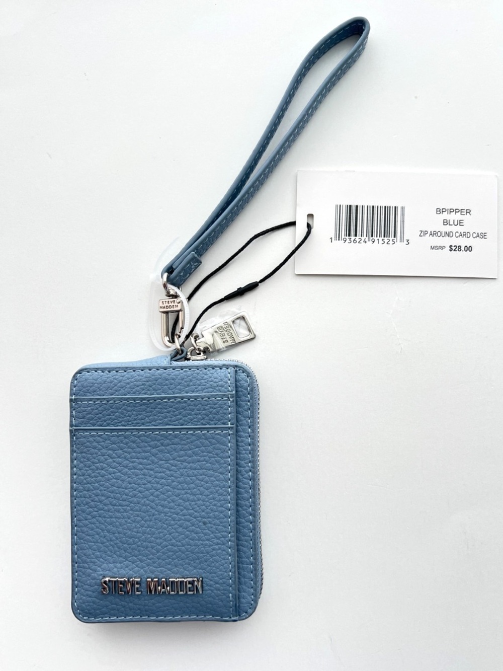 Steve Madden Blue Pebbled Leather Wristlet